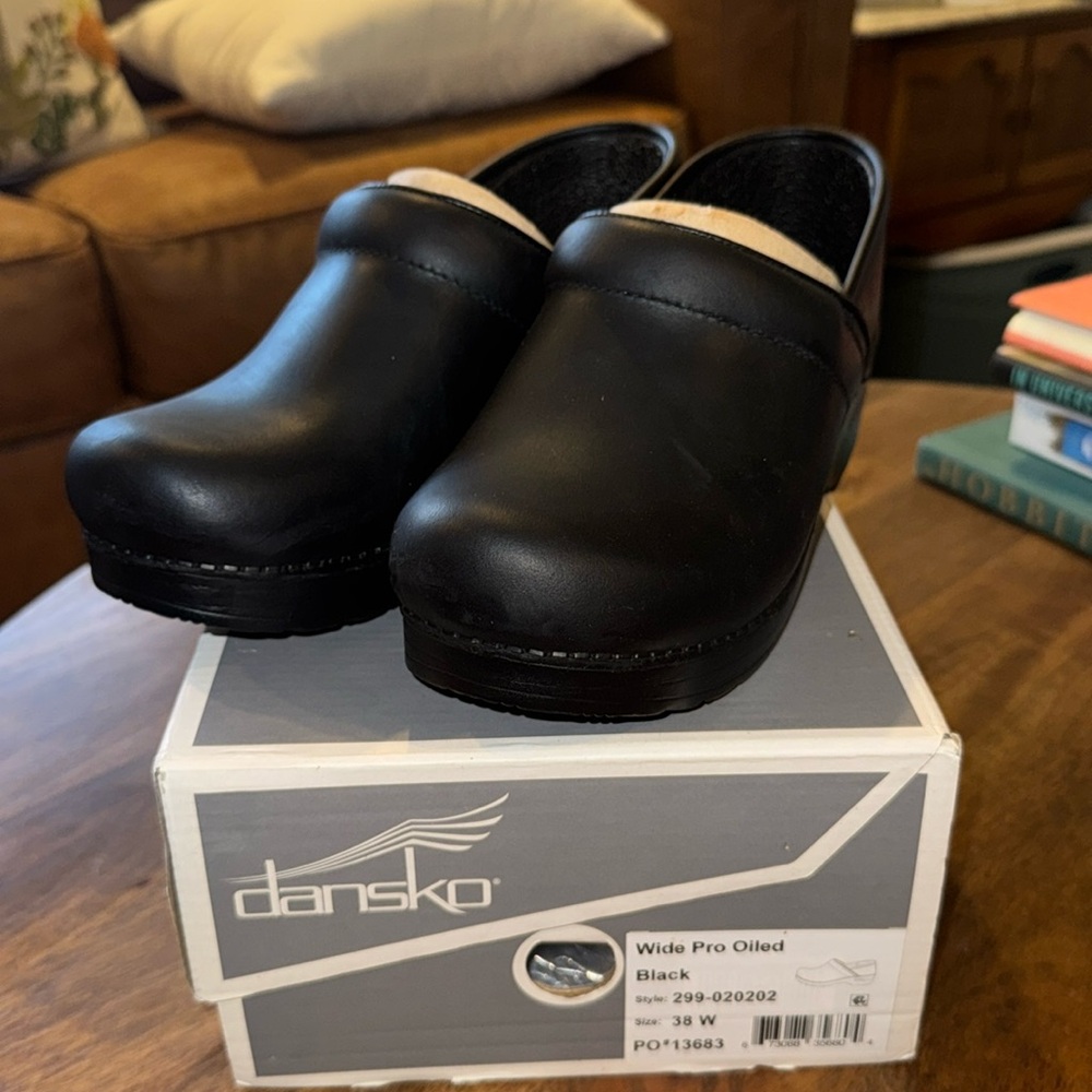 Dansko Black Leather Clogs